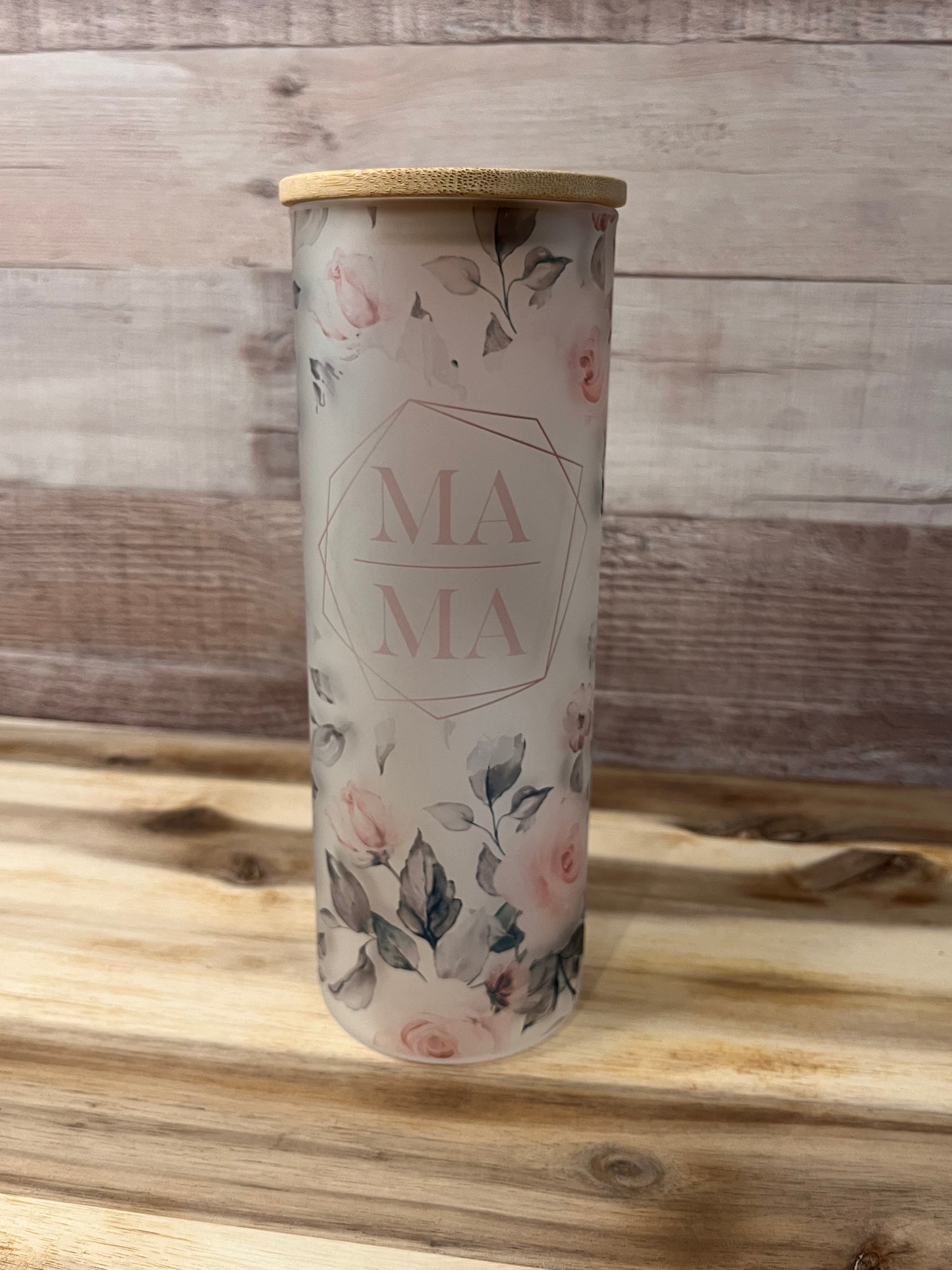 MAMA Floral 20 oz Glass Tumbler