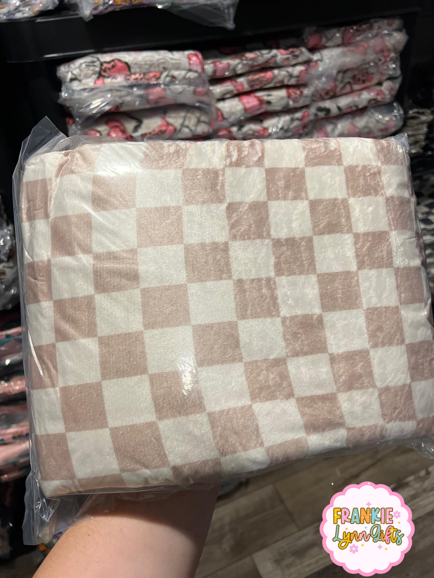 Tan Checkered Blanket