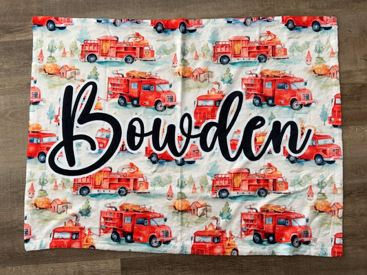 Fire Truck Name Blanket