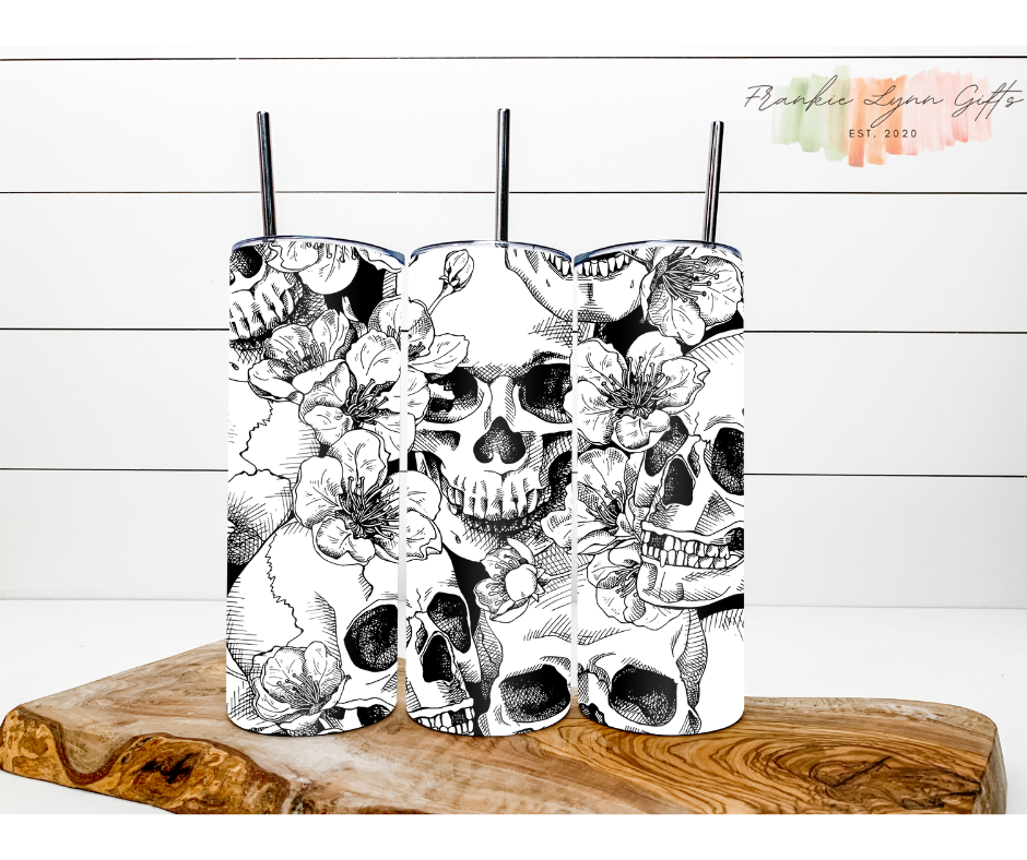 Black and White Skull Tumbler