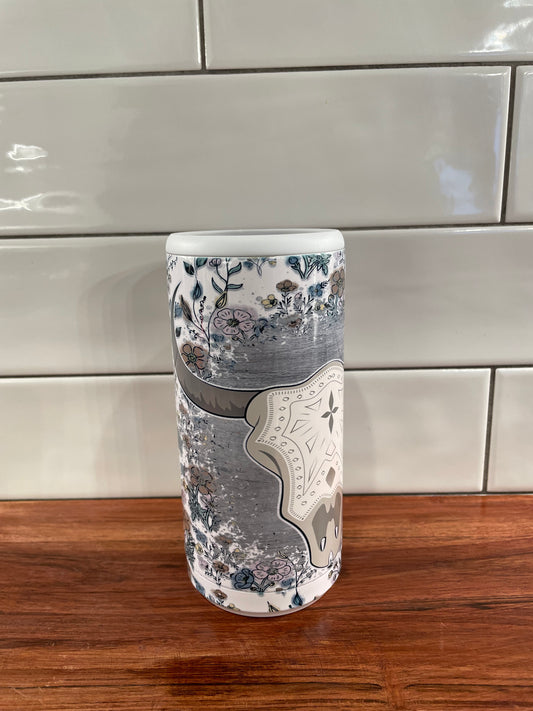 Bull head Floral Skinny Can Cooler