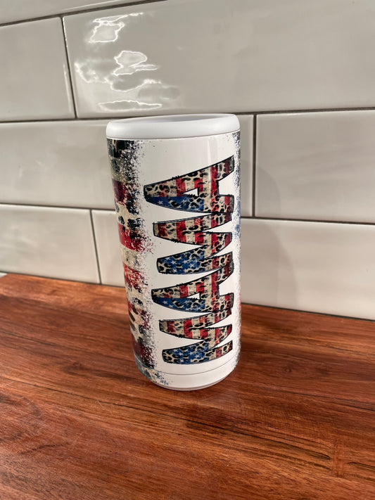 American Flag MAMA Skinny Can Cooler