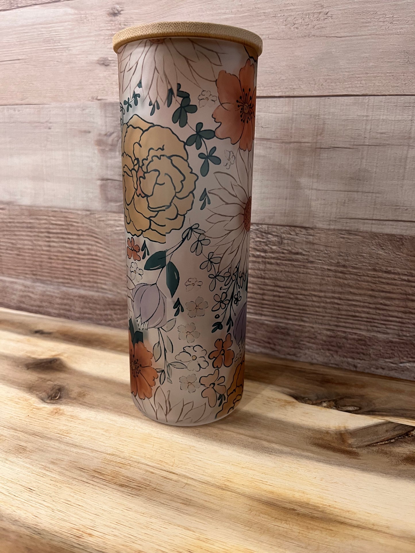 Colorful Boho Floral 20 oz Glass Tumbler