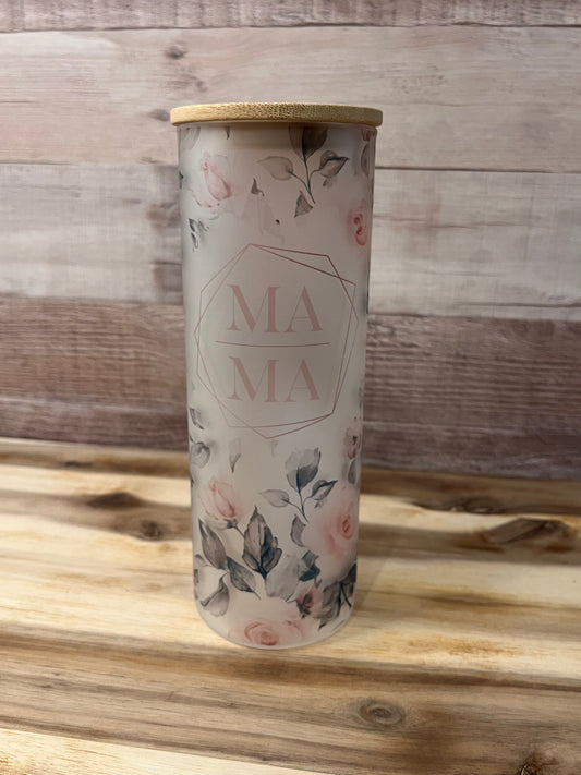 MAMA Floral 20 oz Glass Tumbler