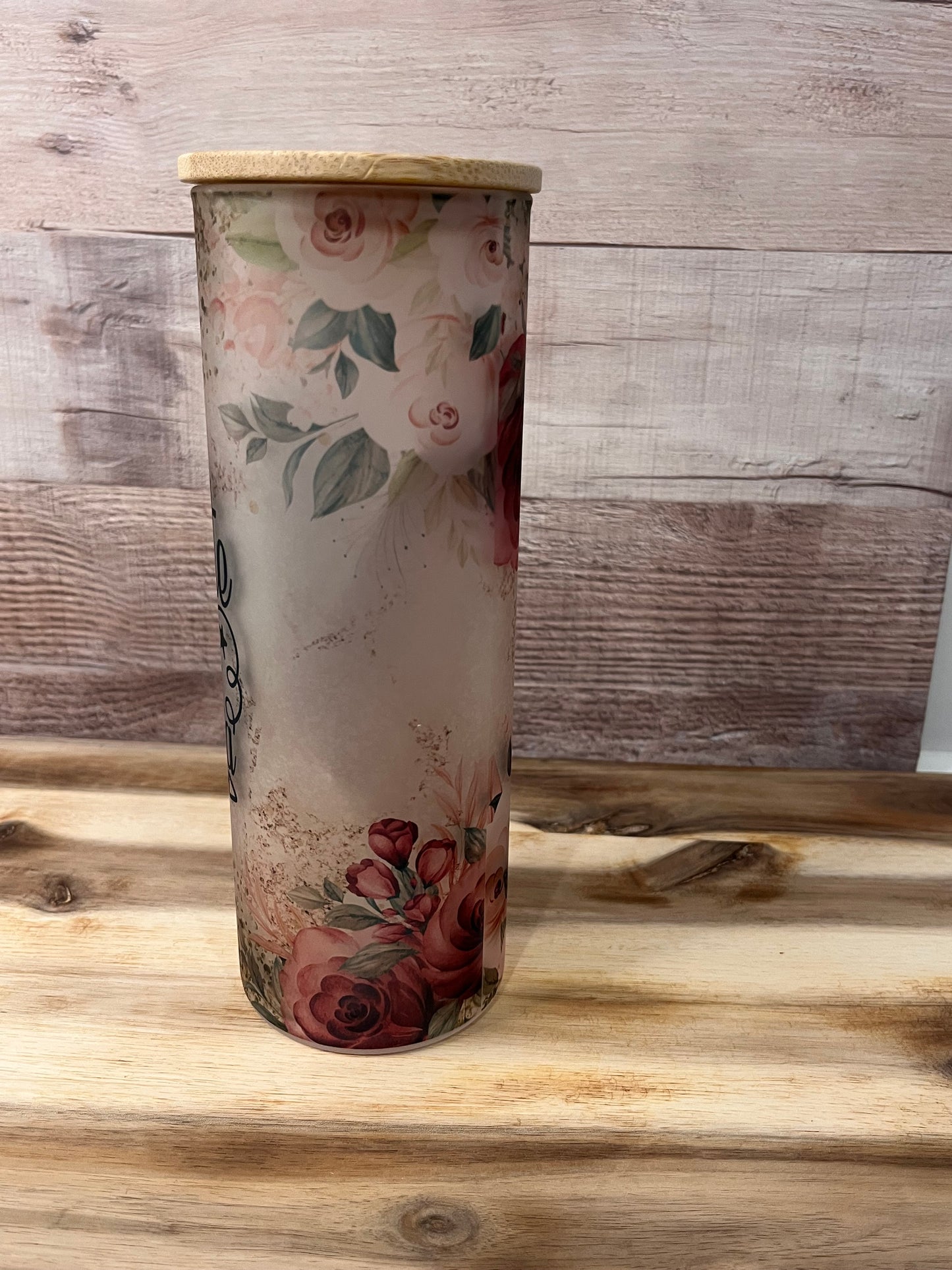 My Favorite People Call Me Grandma Floral 20 oz Glass Tumbler