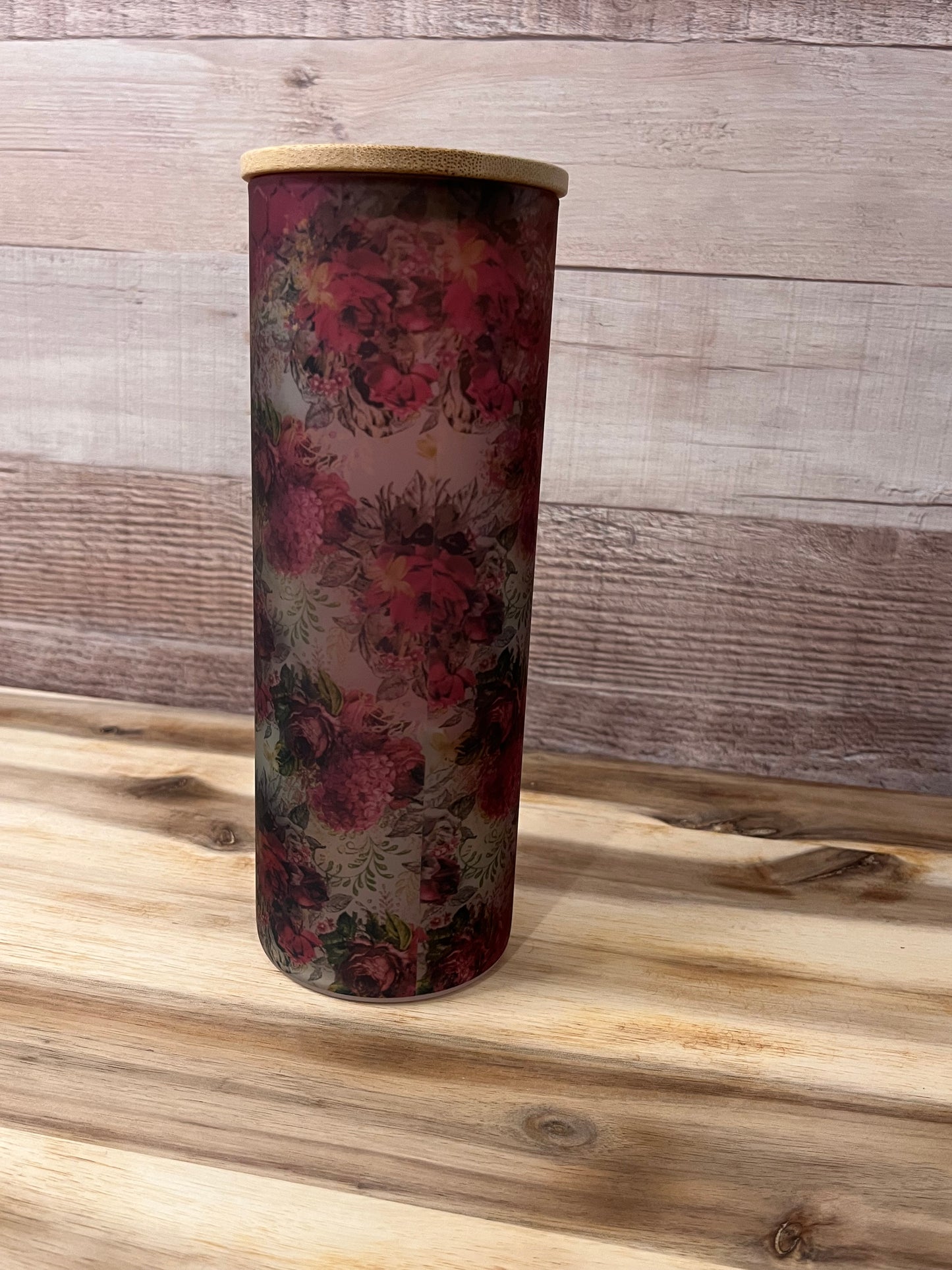 Honey Bee Floral 20 oz Glass Tumbler