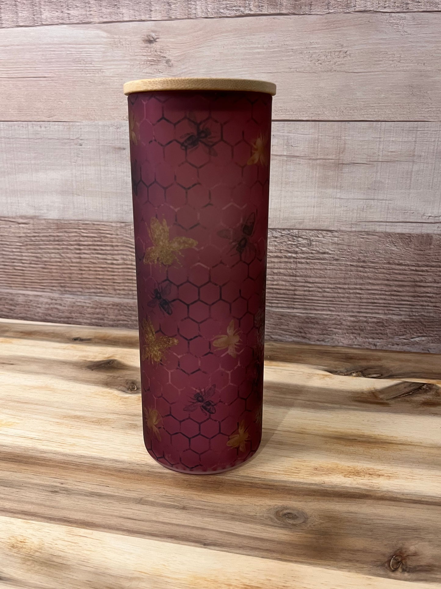 Honey Bee Floral 20 oz Glass Tumbler