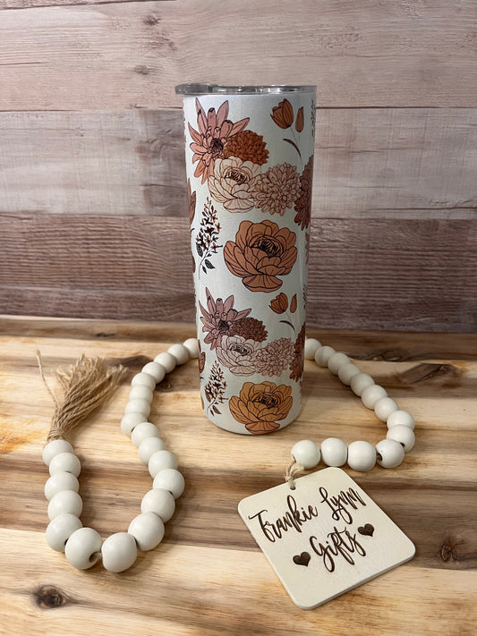 Boho Peach Floral Tumbler