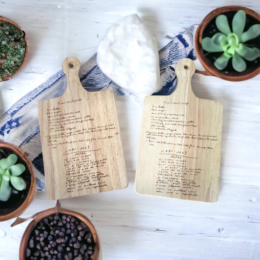 Hand Written Recipe Engraved Cutting Board - Natural Rubberwood