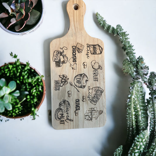 Charcuterie Engraved Cutting Board - Natural Rubberwood