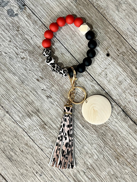 Leopard Silicone Beads Wristlet With Leopard Tassel